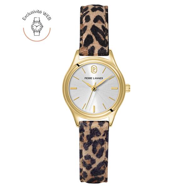 Ladies Quartz Watch PYA Silver Dial Leopard Leather 12 MM Strap