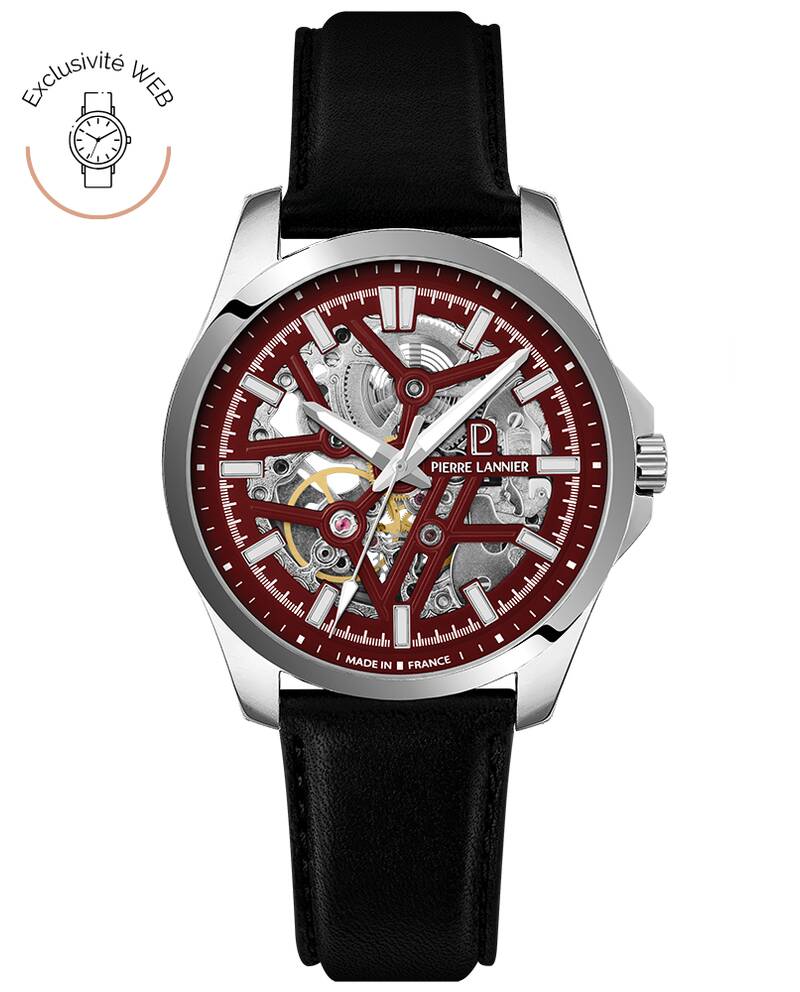 Men Automatic Watch SKELETOM  Dial Black Leather 20 MM Strap