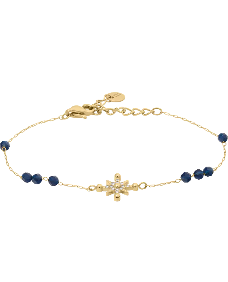 Bracelet Chaîne Femme ANTHAREA Acier Doré Perles Bleues