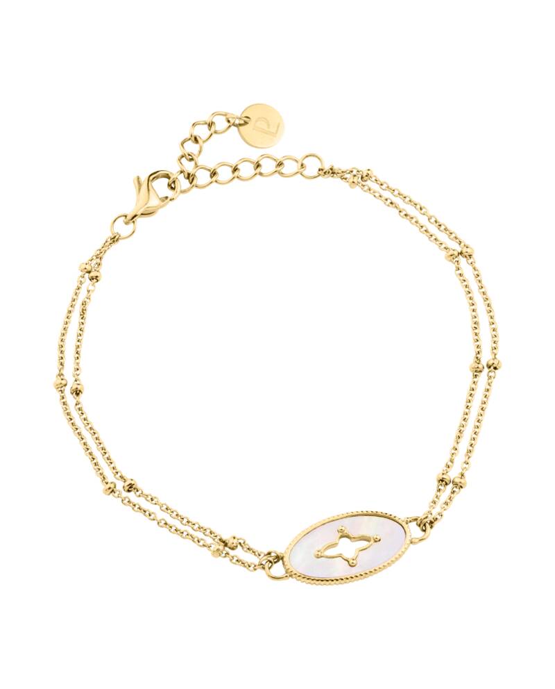 Bracelet  Femme OVALIA Acier Doré Nacre Blanche