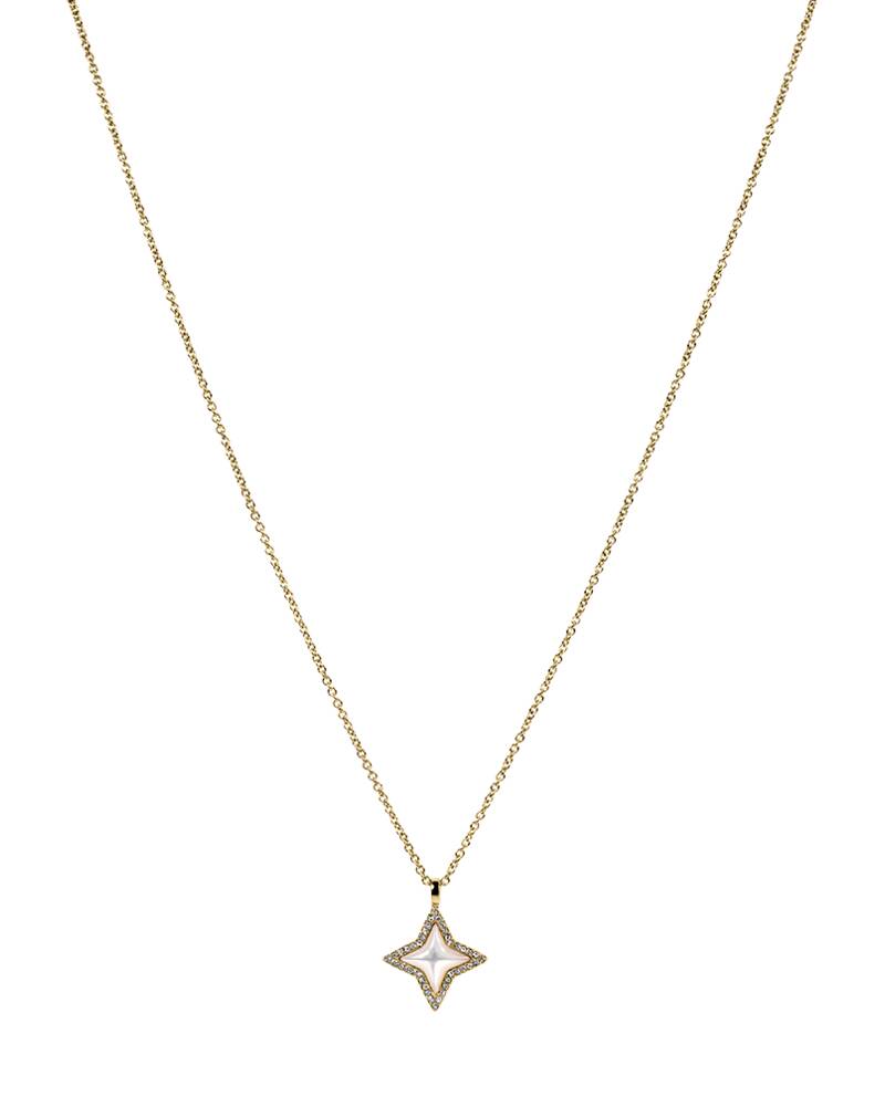Damen Kette ASTORIA Gold Edelstahl Perlmutt Weiss