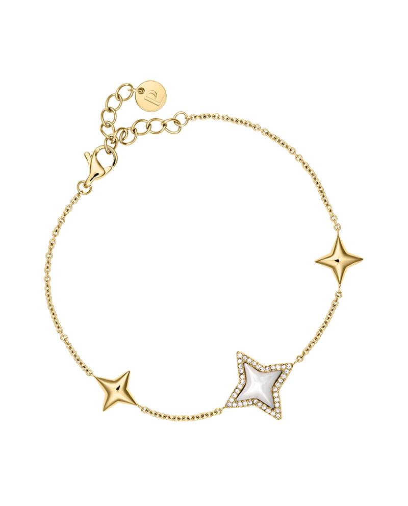 Damen Armband  ASTORIA Gold Edelstahl Perlmutt Weiss