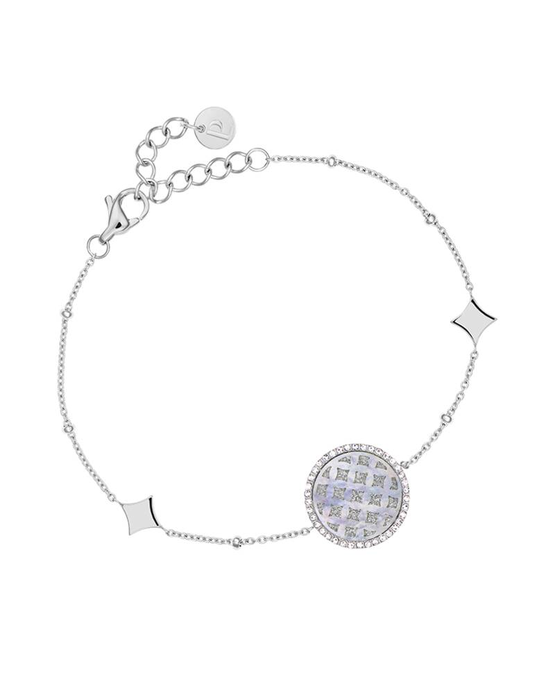 Damen Armband  LUNELIA Silber Edelstahl Perlmutt Weiss