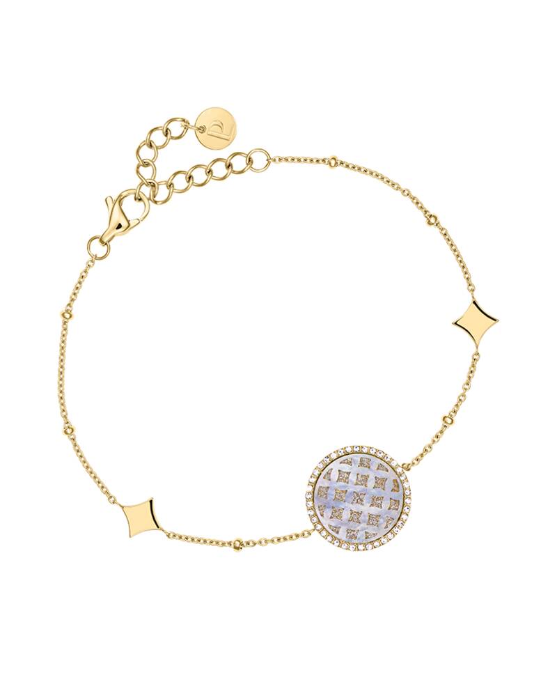 Damen Armband  LUNELIA Gold Edelstahl Perlmutt Weiss