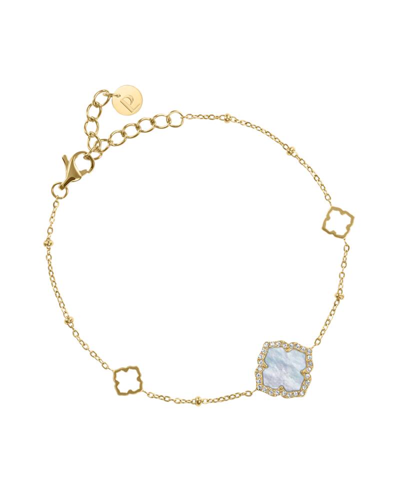 Damen Armband  ESPERANCE Gold Edelstahl Perlmutt Weiss
