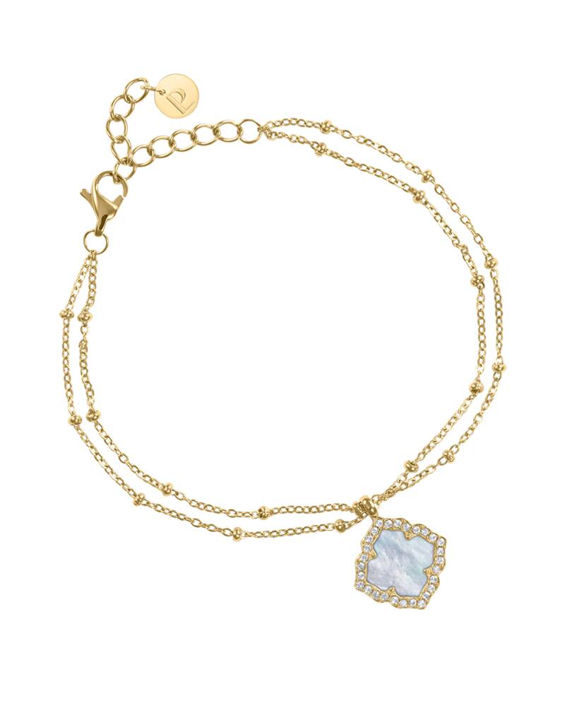 Damen Armband  ESPERANCE Gold Edelstahl Perlmutt Weiss