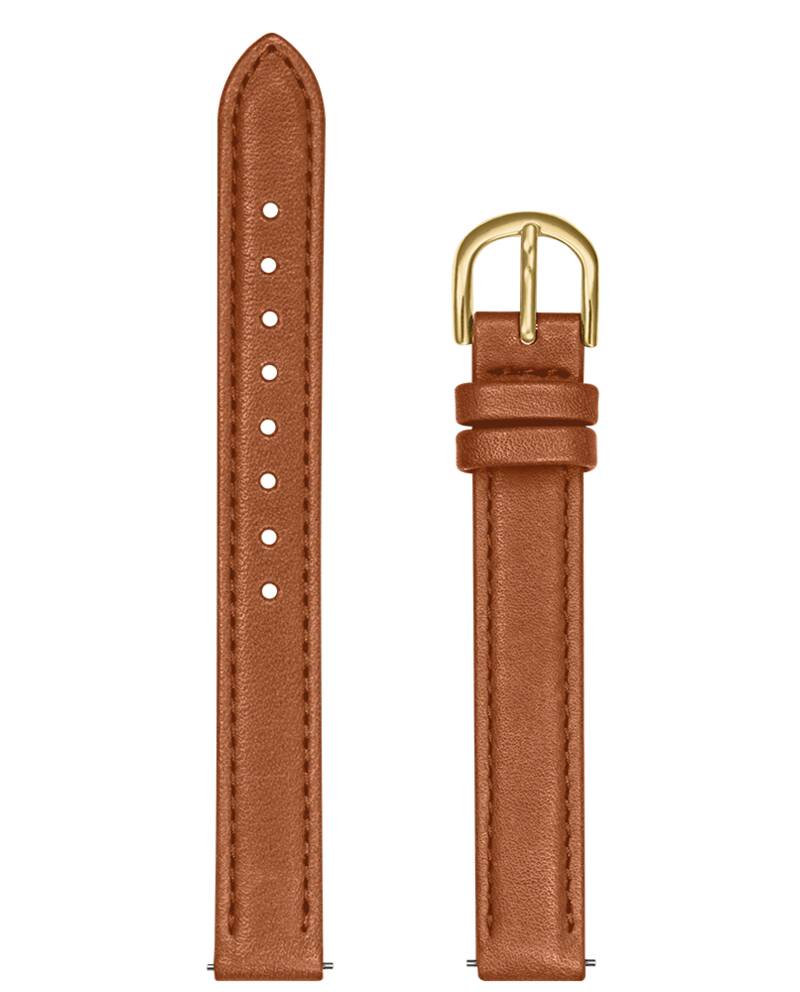 Ladies Leather 12 MM Brown Strap Gold clasp