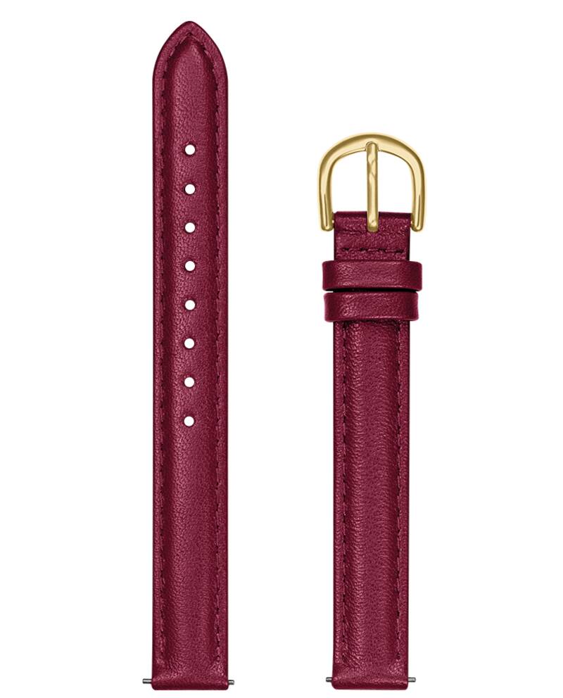 Ladies Leather 12 MM Burgundy Strap Gold clasp