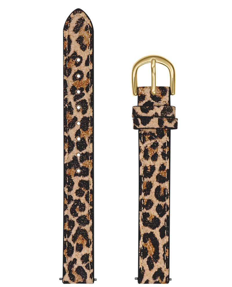 Ladies Leather 12 MM Leopard Strap Gold clasp