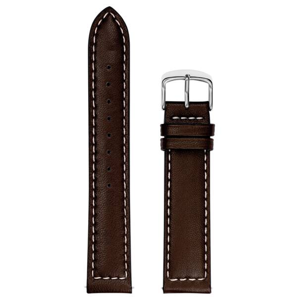 Men Leather 20 MM Brown Strap Silver clasp