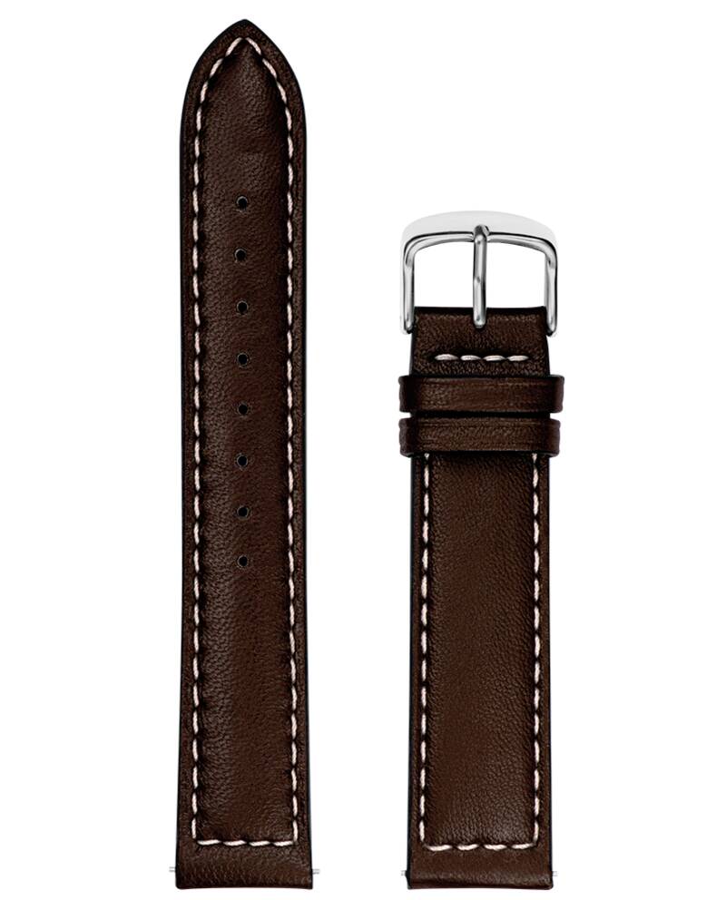 Men Leather 20 MM Brown Strap Silver clasp