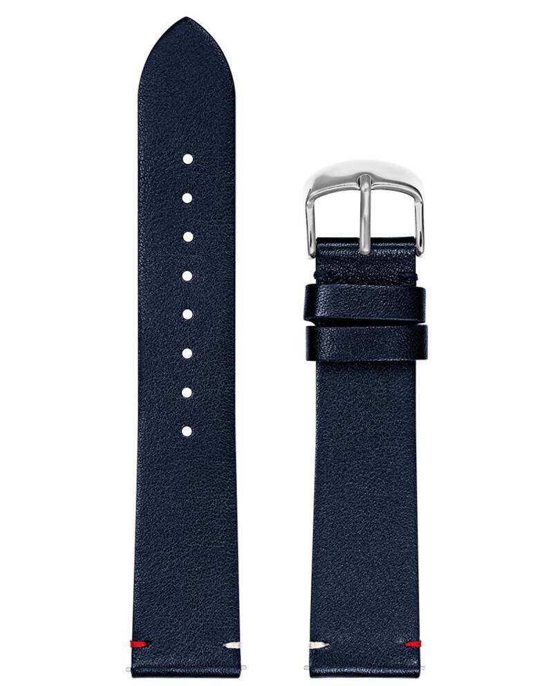 Men Leather 20 MM Blue Strap Silver clasp