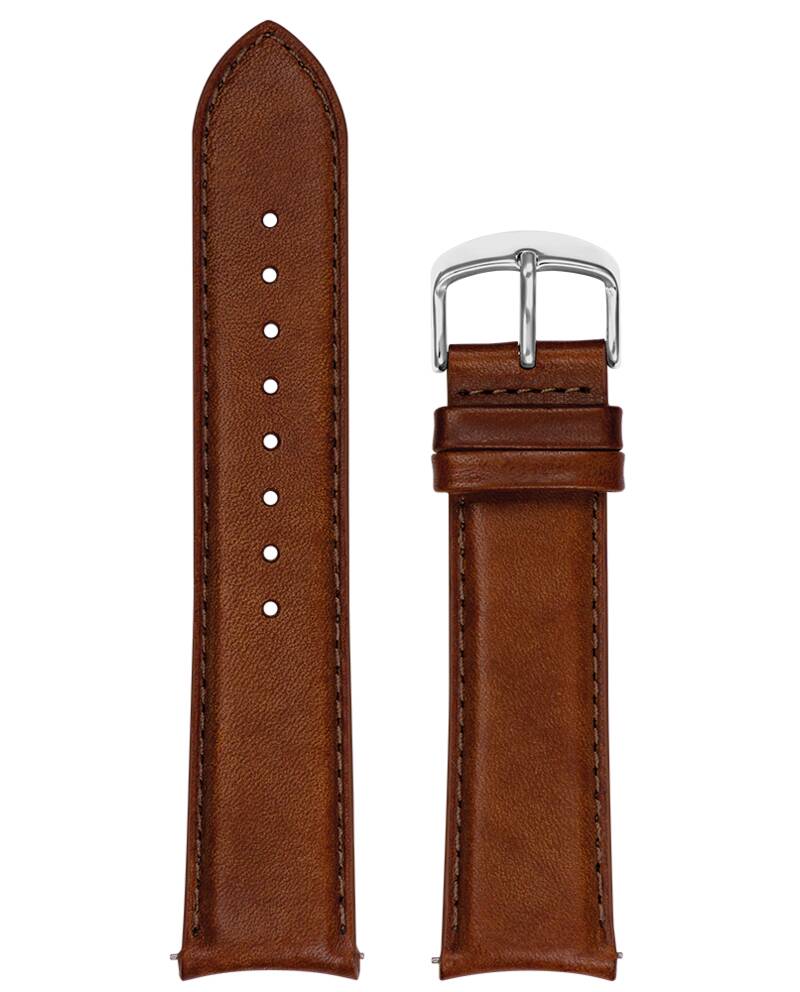 Men Leather 22 MM Brown Strap Silver clasp