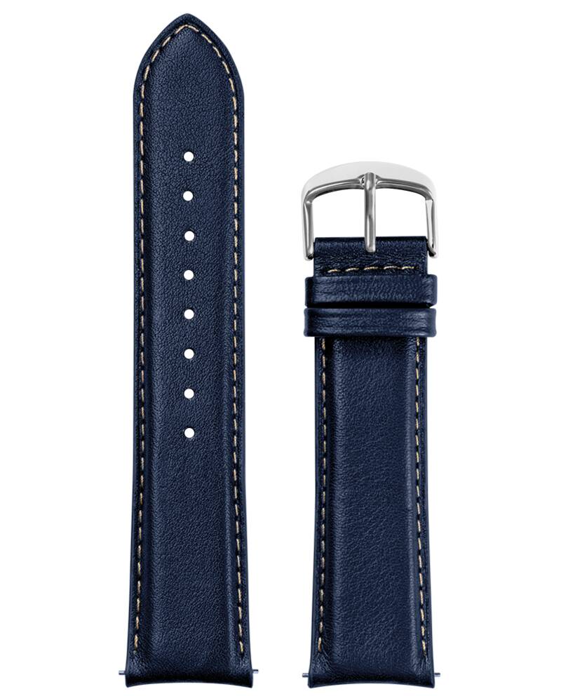 Men Leather 22 MM Blue Strap Silver clasp