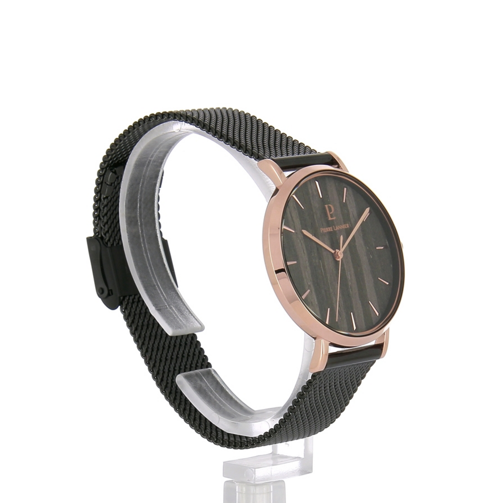 Damen Uhr NATURE Schwarz Zifferblatt Schwarz Milanaise Armband